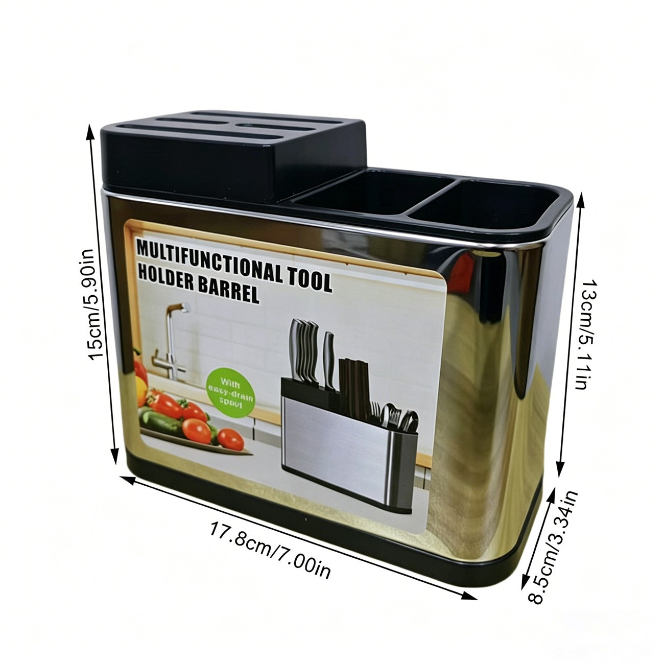 Premium Edelstahl Messer- und Besteckhalter