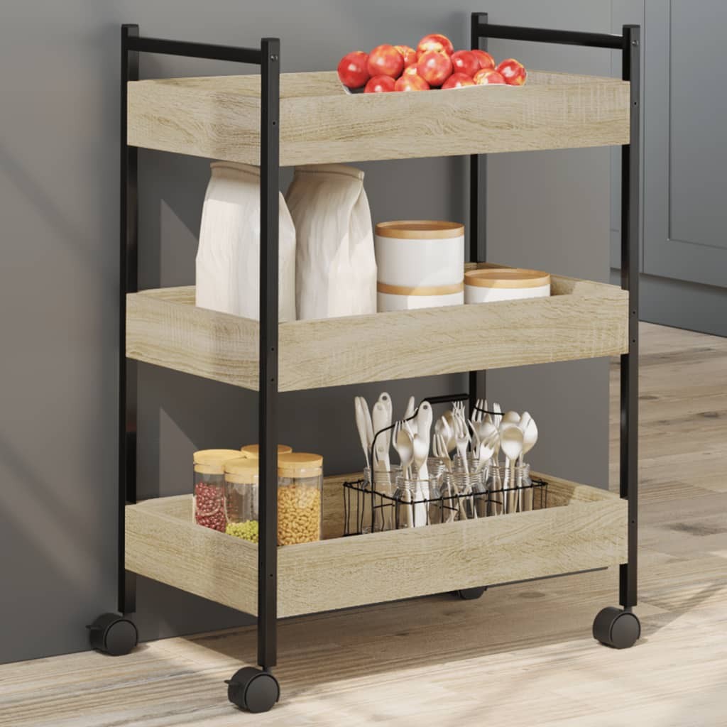 Küchenwagen Sonoma-Eiche, 50 % Holzwerkstoff – Küchenwagen Eiche.